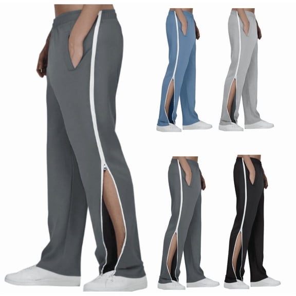 BLCHUNen Mens Athletic Pants Side 1/2 Zipper Stretch Casual Breathable Workout Running Sports Gym Pants with Pockets