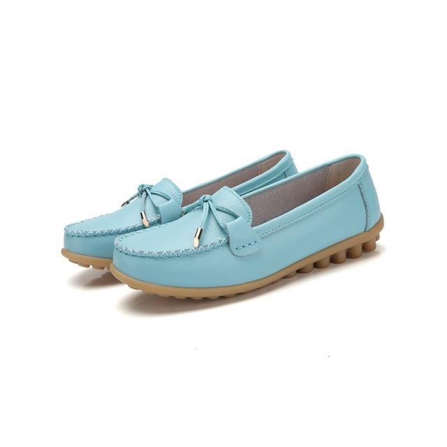 MAWCLOS Mocassins pour Femmes Confort Chaussures d'Infirmière à Enfiler Mocassins Résistants Nœud Travail Chaussure Bateau Clair de Lune 7.5