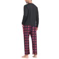 thumbnail image 5 of MoFiz Pjs Men's Pajama Sets Long Sleeve Top Checkered Pants Cozy Loungewear 2 Pieces, 5 of 7