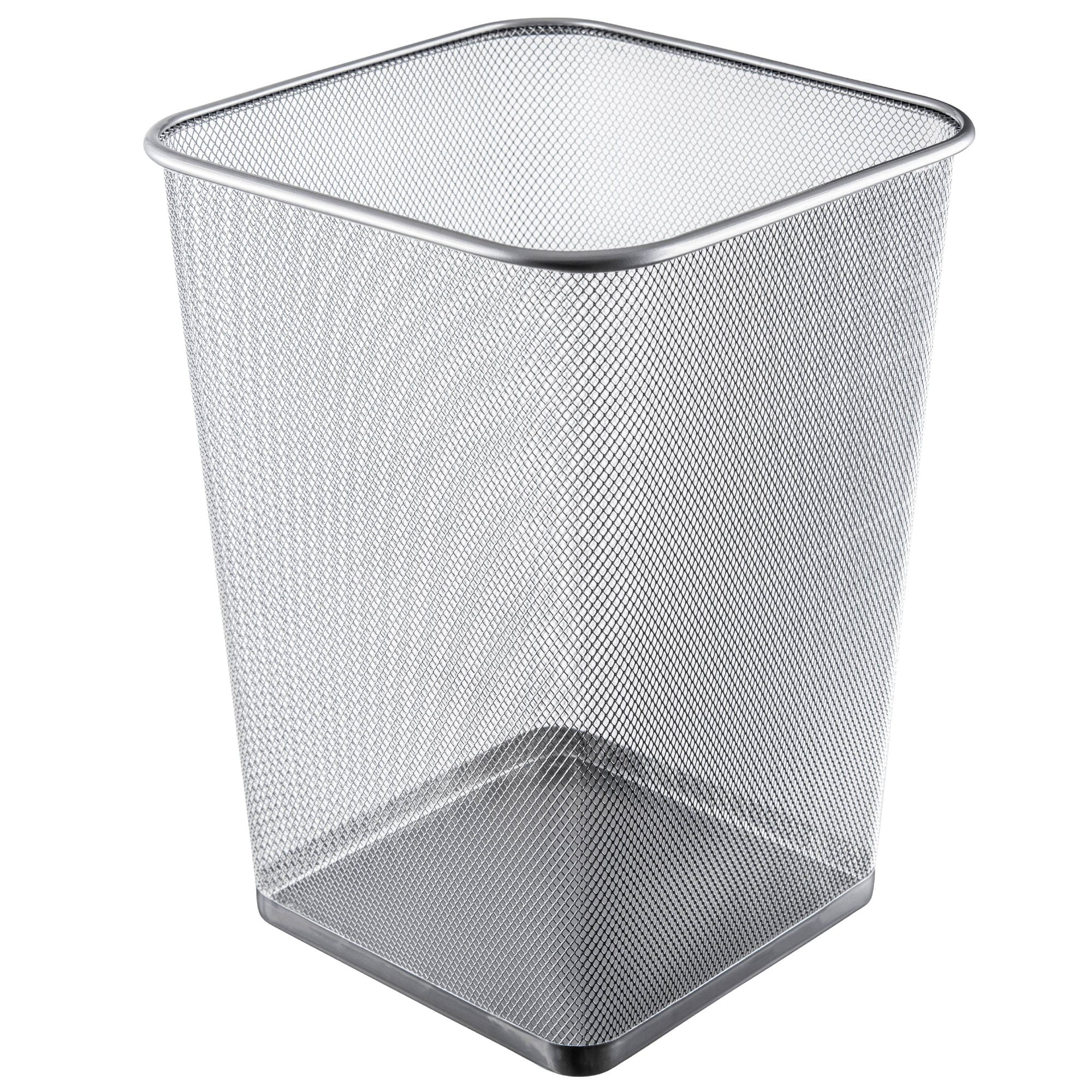 Mesh Wastebasket Trash Can Square 6 Gallon Silver 2 Pack Cleaning Supplies New 