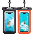 thumbnail image 1 of Funda impermeable para teléfono Hiearcool, funda impermeable para teléfono, funda impermeable para teléfono celular, accesorios de playa para iPhone (negro y naranja, paquete de 2), 1 of 8