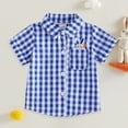 thumbnail image 2 of Zanarzt Baby Collared Shirt Toddler Baby Boy Summer Clothes Shirt Short Sleeve Lapel Collar Casual T-Shirt Tops 12-18 Months,Blue, 2 of 7