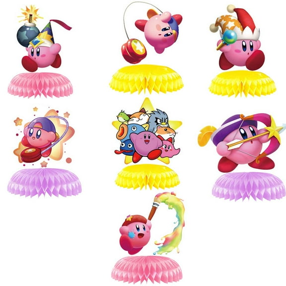 Kirby Star Honeycomb Centerpieces Table Toppers Decorations for Birthday Party Decor Supplies
