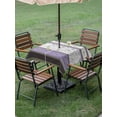 thumbnail image 4 of Outdoor Tablecloth with Umbrella Hole for Patio/Picnic/Party/Camping, Purple Geometric Waterproof Table Cloth Square Cover Washable, Stripes Boho Spring Flowers Country Rural (60"x 60"), 4 of 8