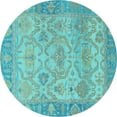 thumbnail image 1 of Ahgly Company Indoor Round Oriental Light Blue Traditional Area Rugs, 6' Round, 1 of 4