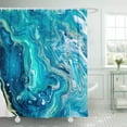 thumbnail image 5 of Marble Shower Curtain Set, Abstract Blue Jade Stripes Shower Curtain, Modern Ink Art Decor Waterproof Fabric Shower Curtain for Bathroom Decor with Hooks, 72X72in, 5 of 5