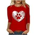 thumbnail image 1 of Tops de Cuello Redondo para las Mujeres Moda Impresa 3/4 Mangas Blusa Casual Top, Estante de Imitación, 1 of 5