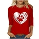 thumbnail image 1 of Tops de Cuello Redondo para las Mujeres Moda Impresa 3/4 Mangas Blusa Casual Top, Estante de Imitación, 1 of 5