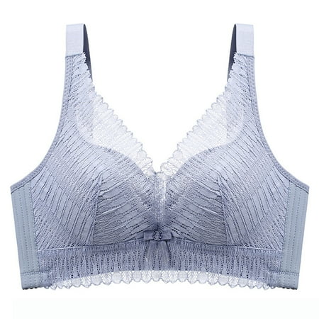 Mrasaso Deals of The Day Clearance! Womens Cotton Underwear Women Nylon Bra Women s Seamless Wireless Bra Detachable Chest Sagging Wave Pattern for Comfort(1pc Bra) Gray|XL