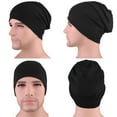 thumbnail image 4 of EINSKEY Cotton Slouchy Beanie Hat Skull Cap for Men Women, Thin Oversized Sleeping Chemo Head Covers - 4 Black, 4 of 7