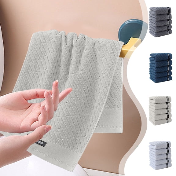 FEOLGEHLY 5 Pcs Solid Color Hand Towel Set, 100% Cotton Face Towels for Bathroom Kitchen Hotel Gym Travel and Spa, Soft and Absorbent, Light Weight, Quicker to Dry, White