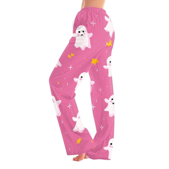 Womens Baggy Halloween Pajamas Pants Drawstring Lounge Joggers Spooky Print Fall 2026 Casual Sweatpants Sleepwear Loungewear Holiday Costumes,3XL,Pink
