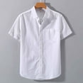 thumbnail image 3 of LMOIPLI Cotton Linen Short Sleeve Shirts for Men Summer Casual Button Down Shirts Lightweight Breathable Dress Shirt Top White XXXXXL, 3 of 3
