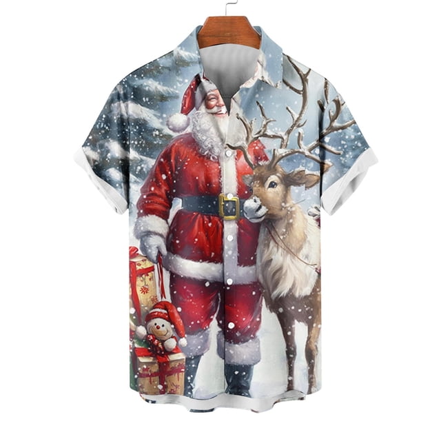 Blusa y camisa de manga corta con cuello vuelto para hombre, blusa informal de moda con cuello vuelto, blusa estampada de manga corta con botones, blusa de poliéster para hombre