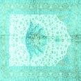 thumbnail image 1 of Ahgly Company Machine Washable Indoor Square Persian Turquoise Blue Traditional Area Rugs, 7' Square, 1 of 4