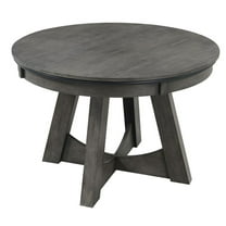 Bowery Hill Modern Wood Gray Finish Round Game Table with Inset Cup Holders