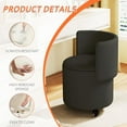 thumbnail image 6 of Round Vanity Chair with Storage, Rolling PU Leather Swivel Work Makeup Stool Chair with Folding Back, Upholstered Ottomans for Bedroom Living Room, 6 of 6