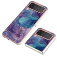 thumbnail image 3 of Designed for Samsung Galaxy Z Flip 4 Marble Case, Ultra Thin Girls Women Plating Marble Designed Flexible Soft TPU IMD Marble Protective Case Cover for Samsung Galaxy Z Flip 4 5G - Purple, 3 of 7