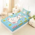 thumbnail image 4 of Erosebridal Rabbit Bunnies Twin Sheet Sets for Kids, Blue Cartoon Easter Bedding, 3 Pieces, 4 of 5