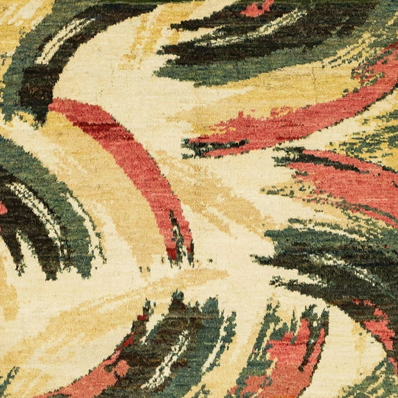 Ahgly Company Indoor Square Abstract Mustard Yellow Abstract Area Rugs, 5' Square
