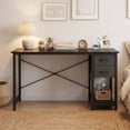 thumbnail image 3 of EDX Computer Desk with 2 Drawers 47 Inch PC Table Study Writing Desk with Storage Shelf Headphone Hook, Simple Style Small Desk for Home, Black Grain, 3 of 7