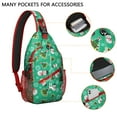 thumbnail image 2 of Sling Backpack,Green Christmas Snowman Pattern Sling Bag with Water Bottle Holder,Waterproof Sling Bag for Men/Women with Headphone Jack for Hiking,Travel, 2 of 6