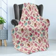 thumbnail image 4 of Candy Cane Soft Flannel Fleece Throw Blanket, Yummy Lollipop Candy Macaroon Cupcake and Donut on Polka Dots Pattern, Cozy Plush for Indoor and Outdoor Use, 50" x 60", Multicolor, by Ambesonne, 4 of 5