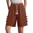 thumbnail image 2 of uublik Gym Shorts for Women Casual Elastic Waist Shorts Summer Beach Lightweight Short Pants with Pockets, Wine, 2 of 6