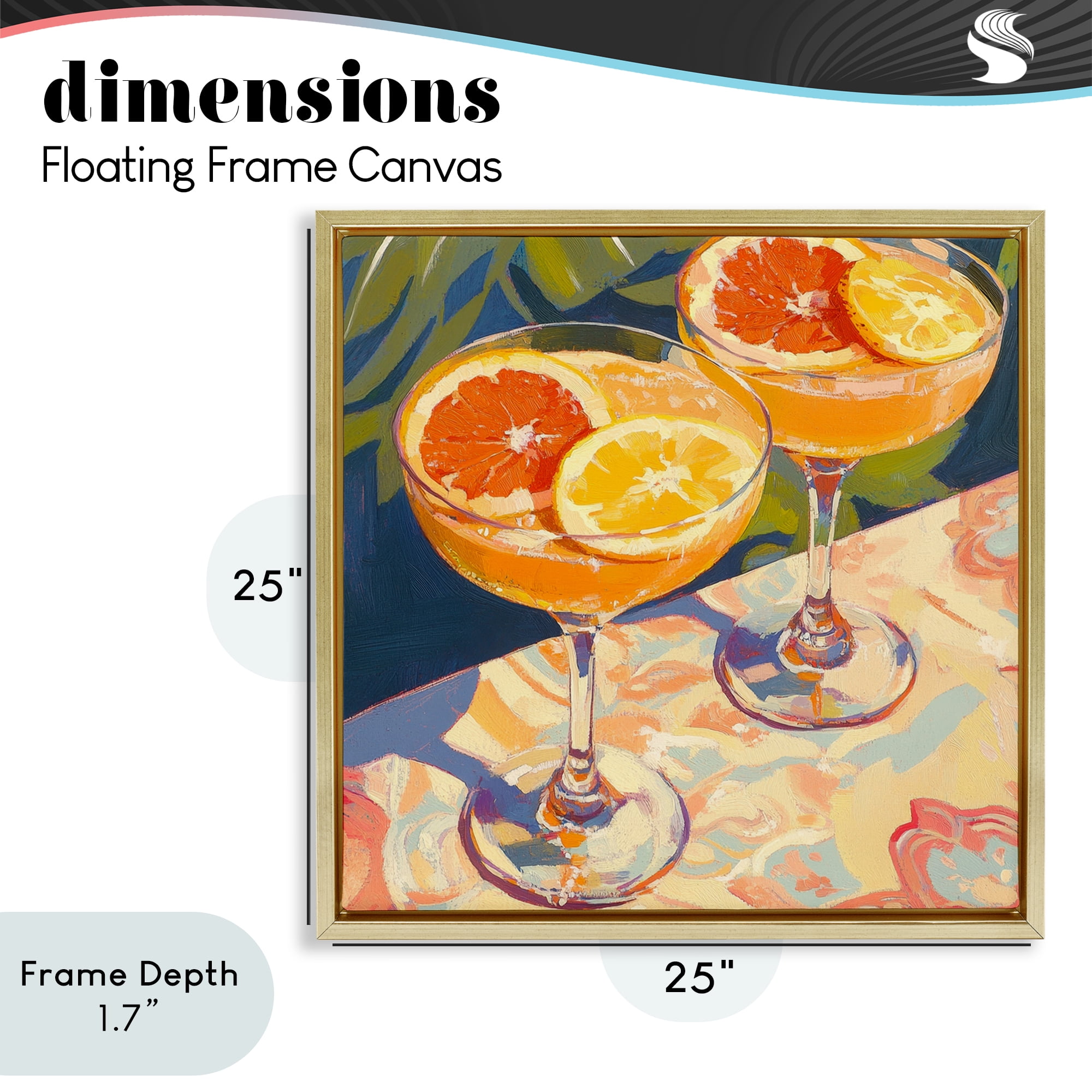 Stupell Industries Fruity Summer Cocktails Gold Framed Floater Canvas Wall Art, design by Petal Prints Design