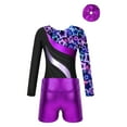 thumbnail image 4 of iiniim Leotards Gymnastics for Girls Kids Sequins Long Sleeve Dance Bodysuit with Athletic Shorts Outfits Dancewear A Neon Starry 8, 4 of 7