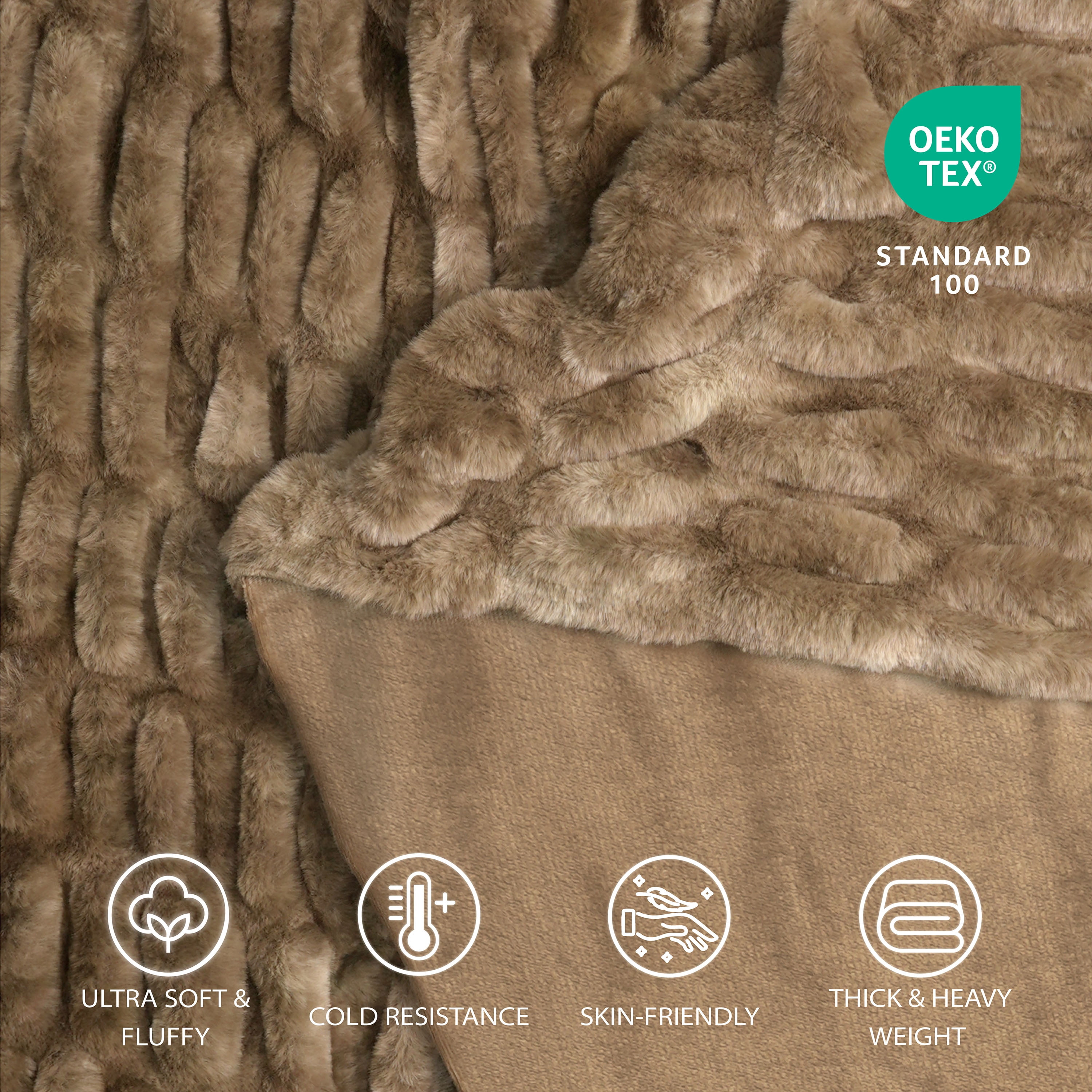 Regal Living Soft Plush Faux Fur Fuzzy Throw, Latte, 50" x 60”