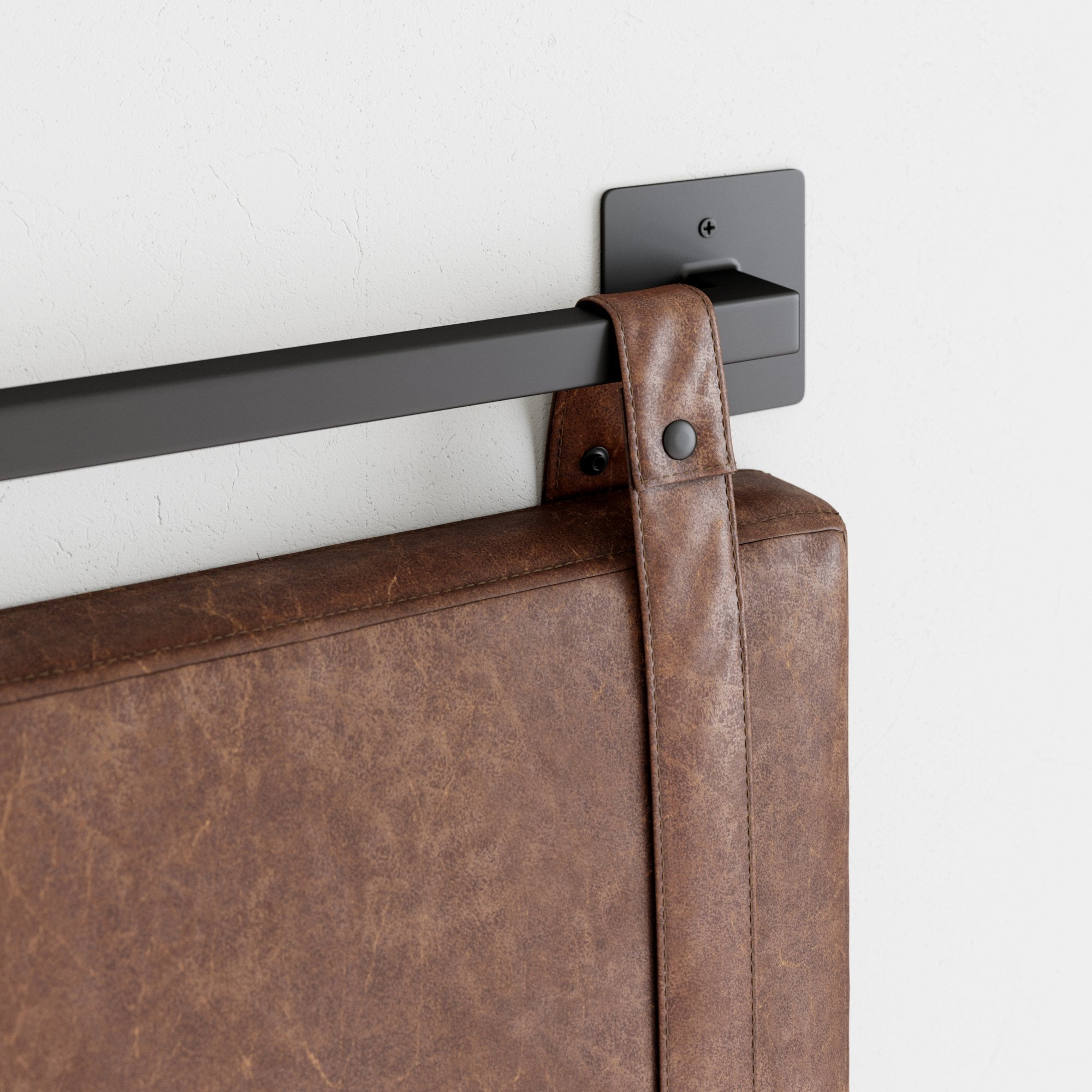 Nathan James Harlow King Wall Mount Headboard, Faux Leather, Brown