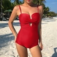 thumbnail image 2 of QHFBli Women's Push Up Wrap Front Swimsuit One Piece Tummy Control Bathing Suits Bandeau Twist Swimwear, 2 of 4