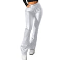 thumbnail image 2 of QUNYINEY Tummy Control Womens Workout Leggings Brown Casual Faux Leather Jegging Skinny with Pockets Flare Leggings, 2 of 8