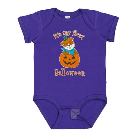 

Inktastic Cute Corgi Puppy It s My 1st Halloween Gift Baby Boy or Baby Girl Bodysuit