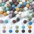 thumbnail image 1 of Aproximadamente 80 cuentas de lava natural, 10 colores, redondas, 12 mm, sin encerar, sueltas, espaciadoras, piedras preciosas., 1 of 6