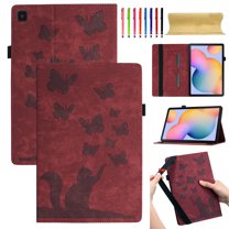 Allytech Case for Samsung Galaxy Tab S6 Lite 10.4 Inch 2022/2020 Model (SM-P610/P613/P615/P619) with Pen Holder & Card Pocket, Auto Sleep Wake Multi-Angle Viewing Soft TPU Back Cover, Winered