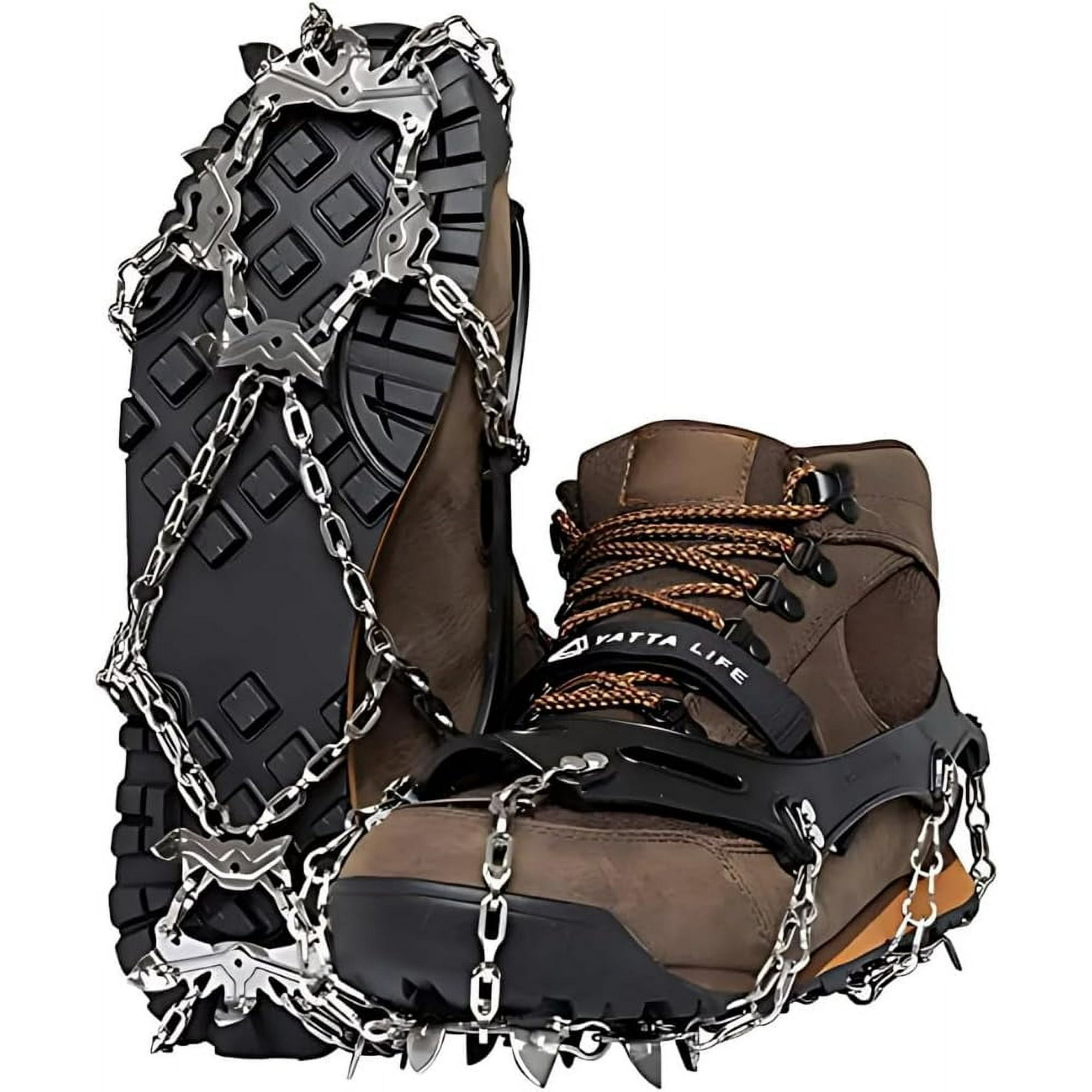 YATTA LIFE Crampons de Trail en Acier Inoxydable 14 Pointes, Grips
