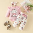 thumbnail image 2 of LAPAKIDS Newborn Infant Baby Girl Clothes Outfits 3-6 Months Cute Elephant Long Sleeve Romper Top Pants Headband 3Pcs Set, 2 of 7