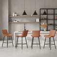 thumbnail image 6 of Farini 26" Counter Stools Set of 2, Faux Leather Barstools, Counter Height Chairs for Kitchen Islands & Dining Rooms, Brown, 6 of 7