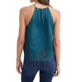 thumbnail image 4 of BODOAO Women’s Lace Trim Camisole Top, Sleeveless Spaghetti Strap Cami with Scalloped Eyelash Lace and Flowy Loose Fit, Dressy Casual Going Out Tank for Date Night and Parties Blackish Green M, 4 of 6