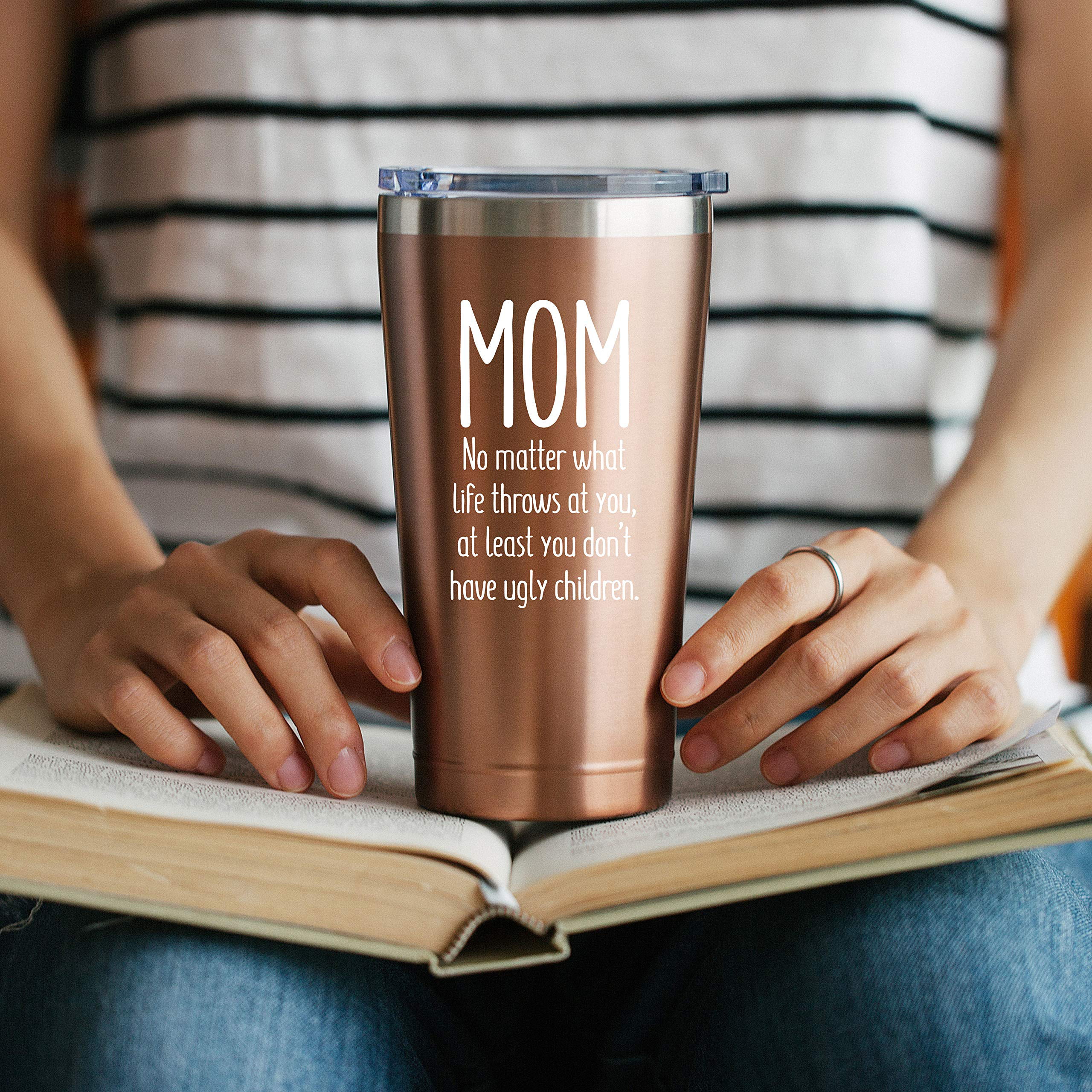 Birthday Mothers Day Christmas Gift Ideas from Daughter Son Mother Moms Madre Gifts Idea Kid Children Ugly Children Mom 16 oz Mint Insulated Stainless Steel Tumbler w//Lid Mug Cup for Women