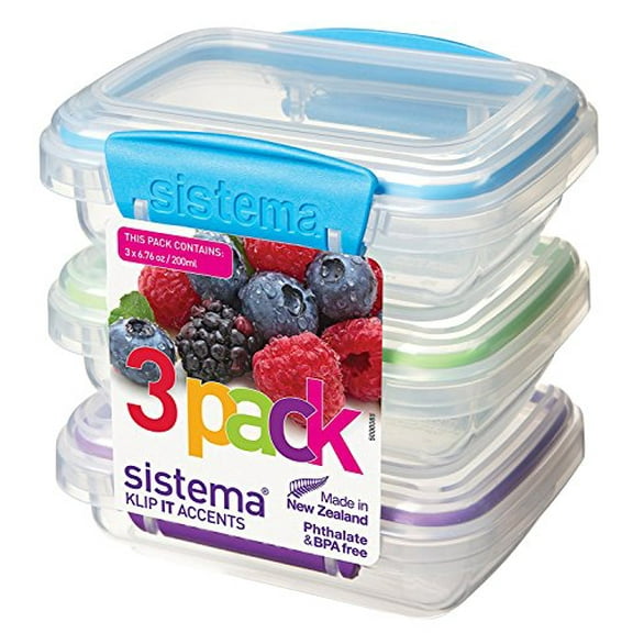 Sistema Klip It Accents Collection Food Storage Containers 6.7 Ounce 3-Pack