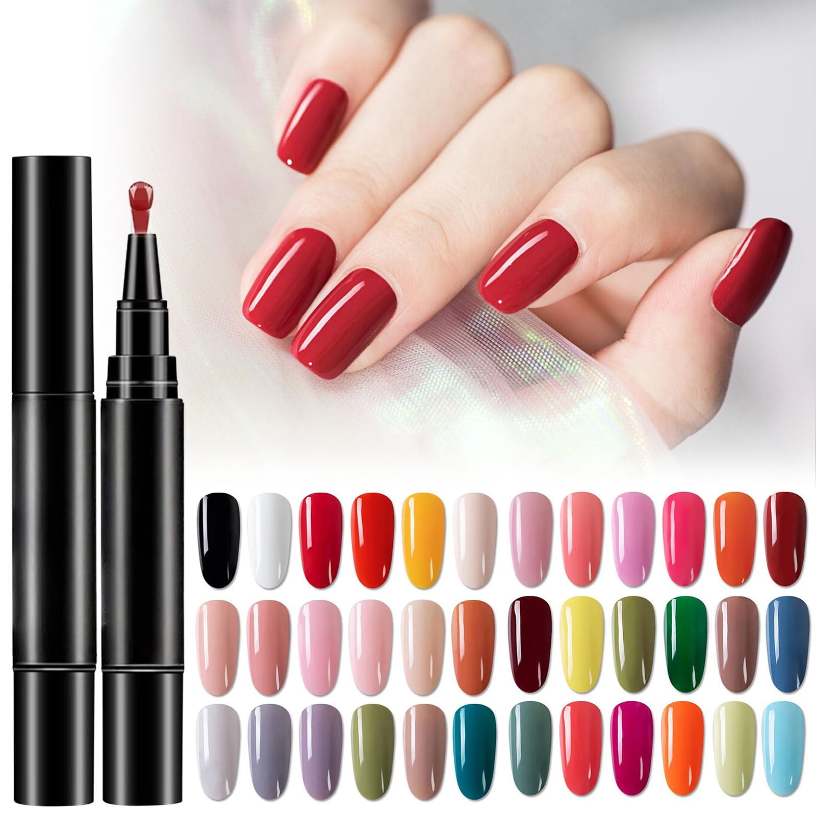 Quick Dry Nail Gel Pens Set, 12 Colors 3-in-1 Nail Art Pens, High Pigment Gel Nail Polish Kit, Portable DIY Manicure Set for Salon Quality Nail Designs