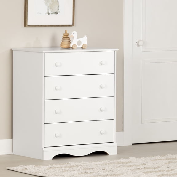 Commode 4 tiroirs, fini Blanc solide, collection Angel de Meubles South Shore