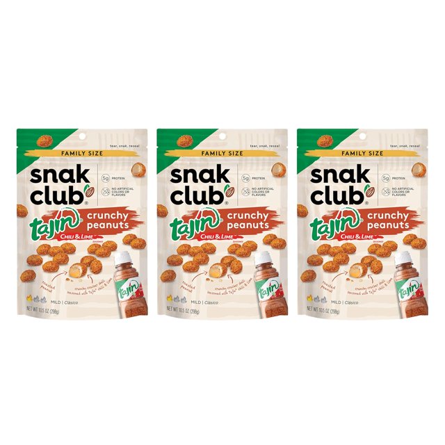 Tajin Crunchy Peanuts, Nuts with Chili and Lime Seasoning, Mild, No Artificial Colors or Flavors, 2.25 oz Snack Bags, 12 Pack
