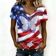 thumbnail image 5 of USA 250th Anniversary Glitter Top Independence Day Print Casual Crew Neck Blue L, 5 of 7