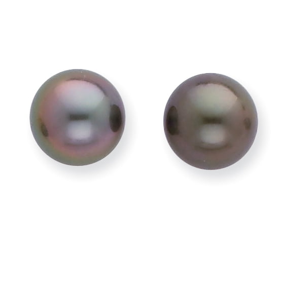 14K White Gold 8-9mm Saltwater Cultured Tahitian Pearl Earrings