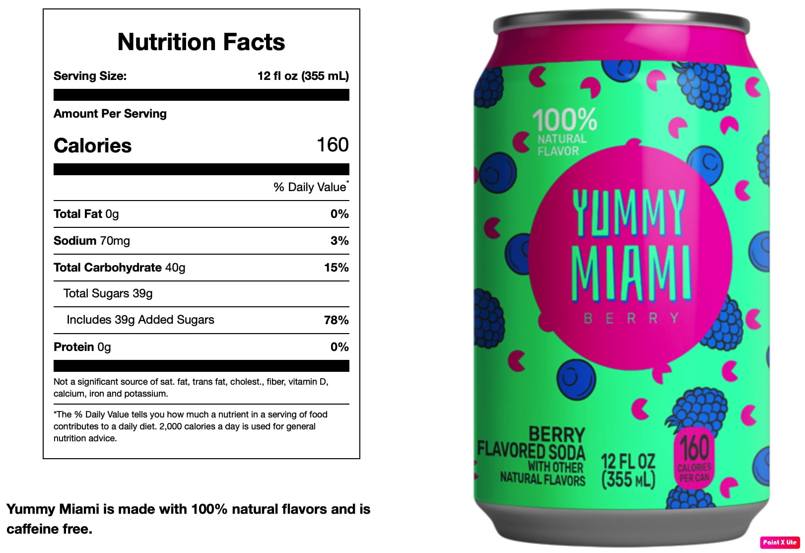 Yummy Miami Soda 12oz Kosher Refreshing Berry Flavored Carbonated