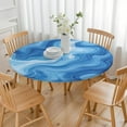 thumbnail image 3 of Blue White Tie Dye Swirl Pattern Round Fitted Tablecloth with Elastic Edge,Dining Table Cover Waterproof,Outdoor Round Tablecloth for Camping,Dining,Indoor and Outdoor, 3 of 7